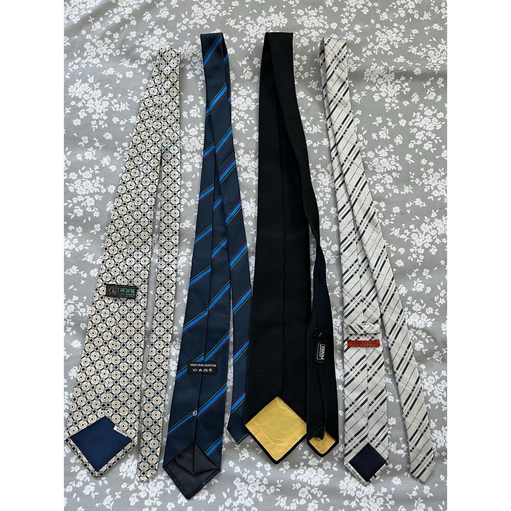 John Sparks Sidae Men's Tie Lot 4 Polyester Pointed Geometric Multicolor